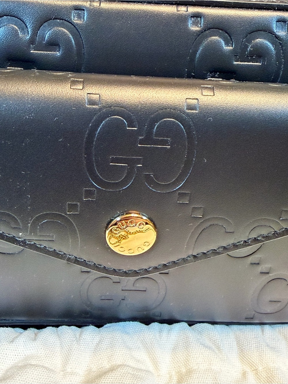 New Authentic Gucci GG Supreme Logo Shoulder Bag Black Leather - Picture 8 of 15